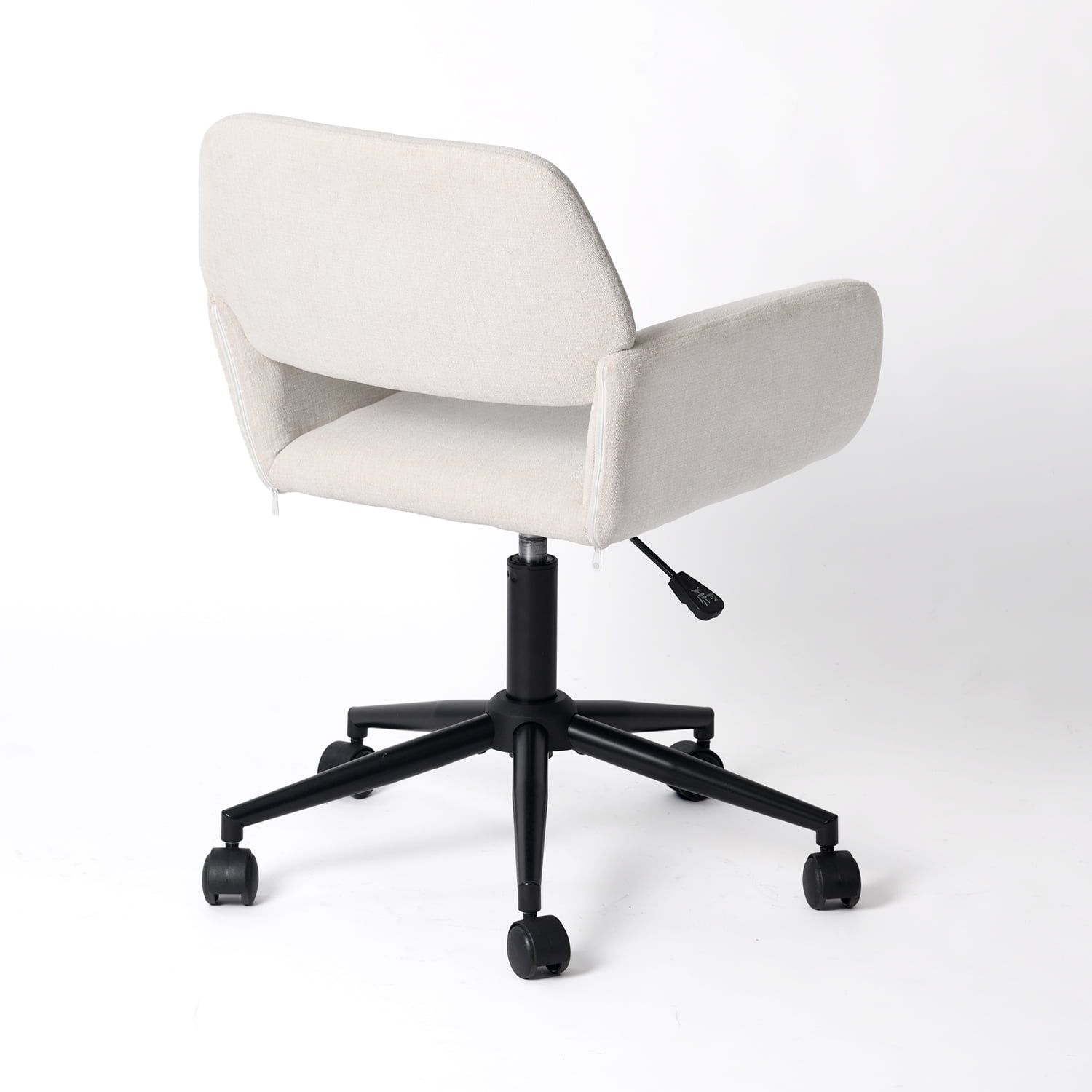 Homy Casa Modern Upholstered Makeup Desk Chair with Adjustable Height Armrests for Vanity Bedroom, Beige Fabric