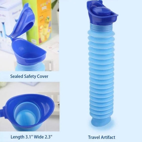 750 ML Emergency Urinal,Portable Mini Outdoor Camping Travel Shrinkable Personal Mobile Toilet Potty Pee Bottle for Kids and Male Female Adult