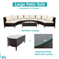thumbnail image 4 of Euroco 5 Pieces Wicker Sofa Set Half-Moon Sectional Sofa Set with Tempered Glass Table, Beige, 4 of 10