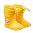 thumbnail image 2 of Hpapadks Rain Boots For Girls Rainy Lightweight Short Ankle Outdoor Play Waterproof With Adjustable Drawstring Cute Cartoon Yellow 6-7 Y, 2 of 3