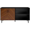 thumbnail image 3 of Walker Edison Caye Modern 2-Door-Bookmatch Asymmetrical Console for-TVs up to 65 Inches, 58 Inch, Solid Black, 3 of 6