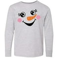 thumbnail image 3 of Inktastic Cute Snowman Girl Face Long Sleeve Youth T-Shirt, 3 of 5