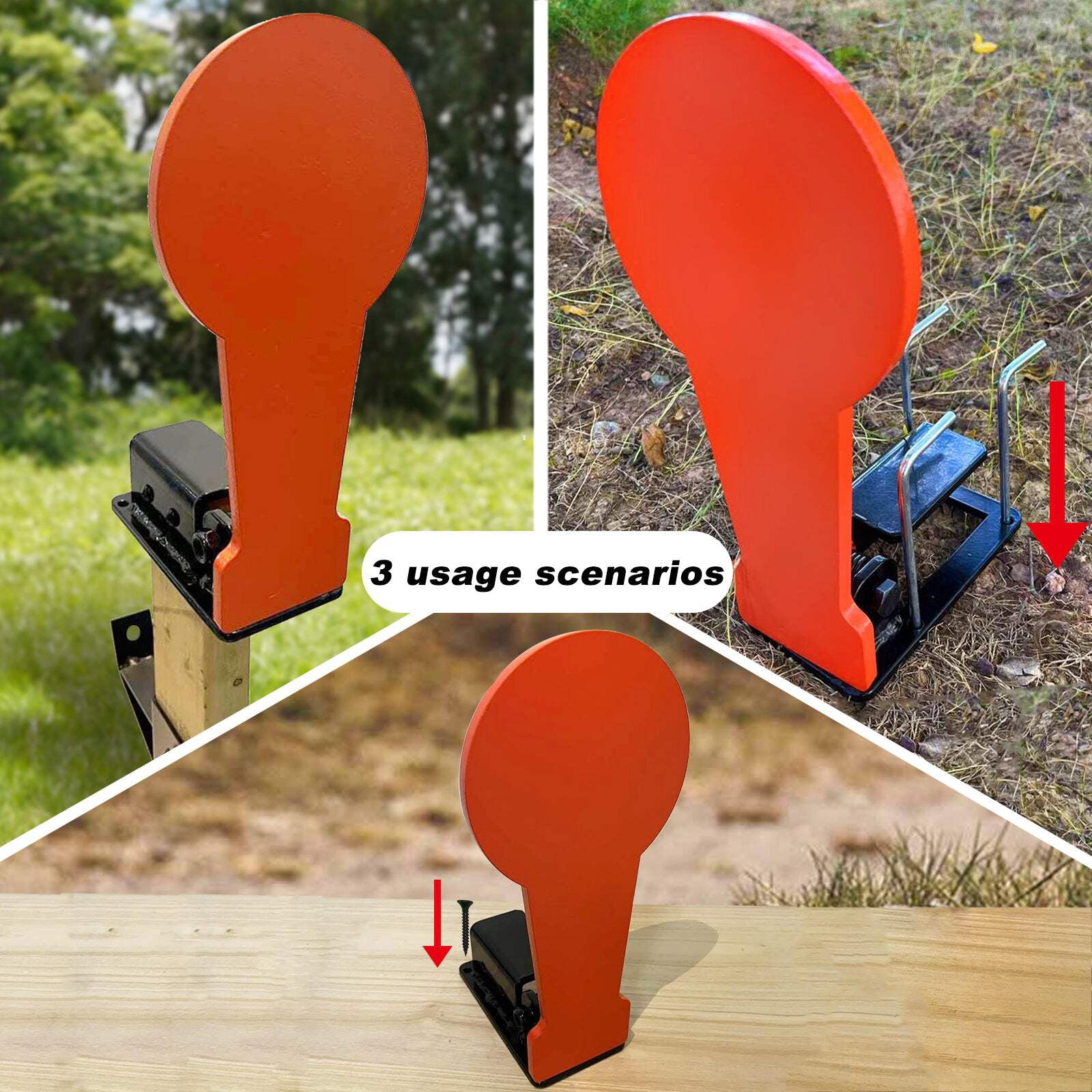 Atflbox 3/8" AR500 12.8'' Classic Popper Steel Shooting Target, 6'' Plate Auto Reset Target for Shooting Range, Suitable for Pistol, Rifle, Handgun, Shotgun, Rimfire