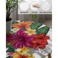 thumbnail image 3 of Fitted Round Tablecloths Table Covers 36-44in,Watercolor Puerto Rico Hibiscus Flower and Green Leaves Waterproof Elastic Edged Table Cloth for Kitchen Dining Holiday Party Tables Decor,White, 3 of 6