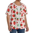 thumbnail image 4 of Xecao offers the Strawberries for Men's Casual Short-sleeved Shirt, a button-up collared shirt with a pocket, perfect for beach vacations and yacht travel in the 3X-Large size., 4 of 7