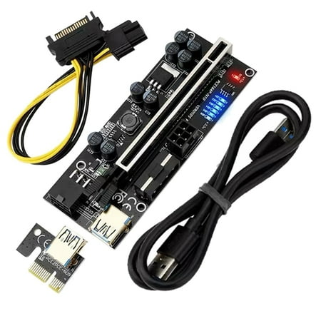 

Black Metal Conversion Board Temperature Display PCIEX1 to X16 Video Card Expansion Slot Extension Cable Expansion CARDS