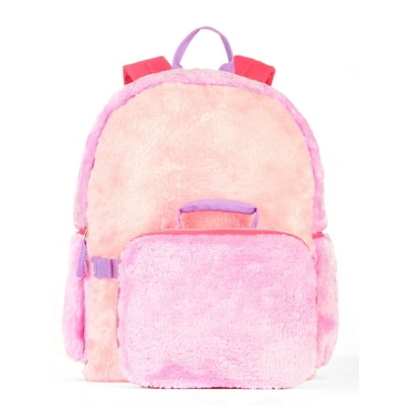 Girls' Colorblock Fur Backpack With Lunch Bag (Best Bang For Buck Pc)
