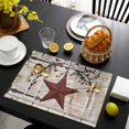 thumbnail image 3 of Texas Star Vintage Placemats Set of 4, Red Retro Berry Beige Wooden Placemats for Dining Table, Place Mats for Kitchen Tabletop, Waterproof Wipeable Dining Table Mats Set, 3 of 9