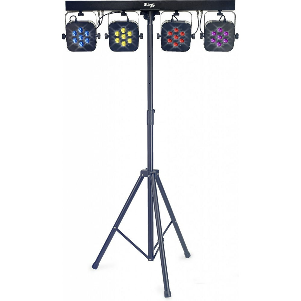 Stagg SLI FLATSET11 Flat Lighting Set with 4 Spotlights, Stand, and