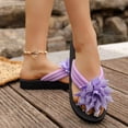 thumbnail image 5 of GERsome Women's Flip-Flops Platform Round Toe Slip-On Flat Summer Comfortable Flower Thong Sandals for Beach Travel, Purple Size 6, 5 of 9