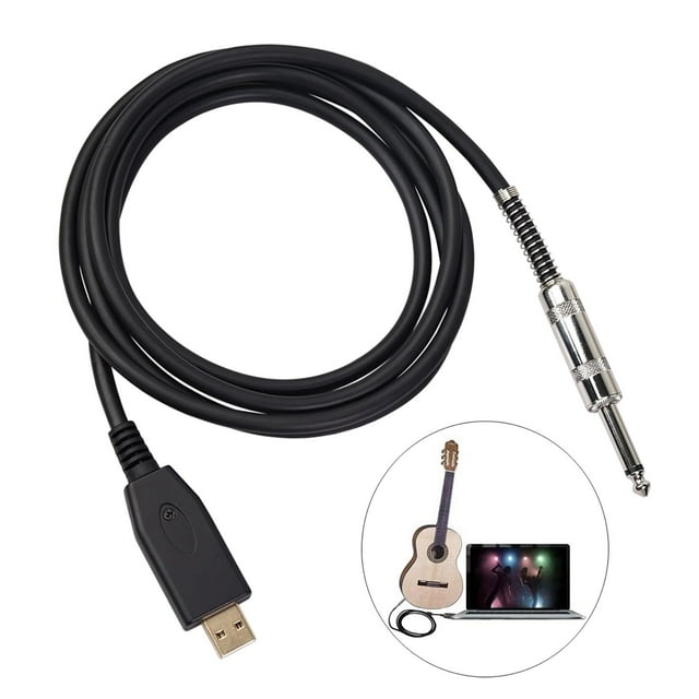 Cable USB para guitarra - Interfaz USB para guitarra - Compatible con y - Soporta 44,1 kHz y 48 kHz de de Conector jac