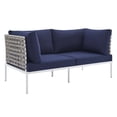 thumbnail image 3 of Modway Harmony 5-Piece  Sunbrella® Basket Weave Outdoor Patio Aluminum Seating Set in Tan Navy, 3 of 10