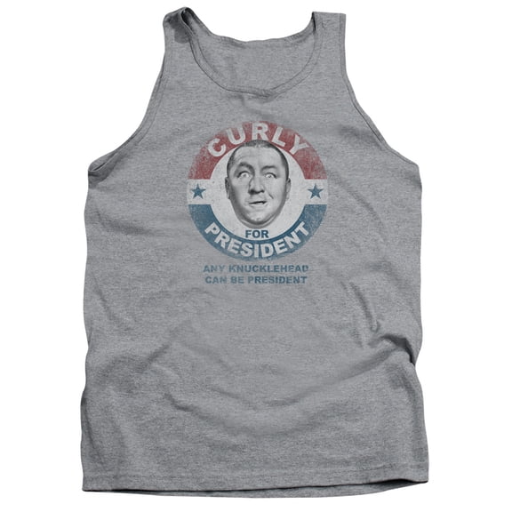 Three Stooges Curly For President Adult Tank Top Athletic Heather