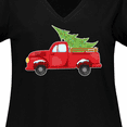 thumbnail image 4 of Inktastic Christmas Vintage Truck with Christmas Tree Women's Plus Size V-Neck T-Shirt, 4 of 5