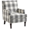 thumbnail image 7 of Paproos Upholstered Accent Chair Set of 2, Vintage Arm Chair with Grey and Tan Striped Linen Fabric, Nailhead Trim, Comfort Reading Chair Lounge Chair, Armchair for Living Room, Bedroom, Antique Grey, 7 of 7