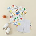 thumbnail image 6 of Coerni Boys Clothing Short Sleeved Suit Summer New Boys' Short Sleeved Colorful Dinosaur Pattern T Shirt Set for Big Boys, 6 of 8