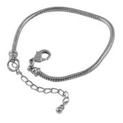 Silver Charm Bracelet For Euro Style Large Hole Beads 3mm 7.5 Inch