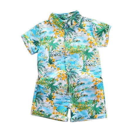

Virmaxy Toddler Baby Boys Trendy Cotton Printed Hawaiian Shirt Kids Boys Short Sleeve Open Fron Cropped Tops Button Lapel Beachwear with Pocket Summer Fashion Casual Lightweight Blouse Yellow-A 3T