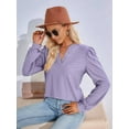 thumbnail image 2 of Blouses for Women Dressy Casual V-Neck Long Sleeve Womens Tops with Puff Sleeves  S, 2 of 8