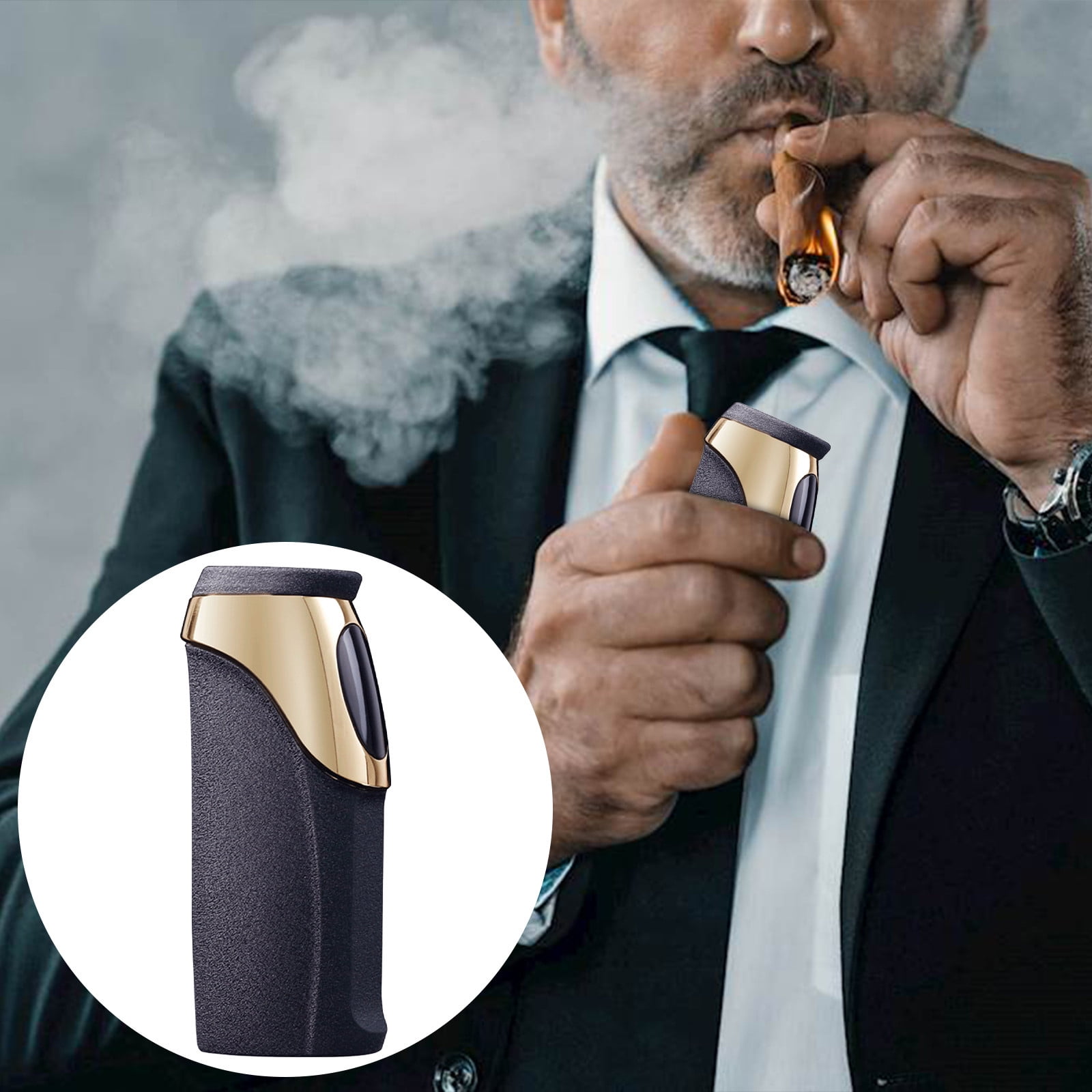 Pompotops Electric Arc Lighter Butane Torch Lighter Combination, Individualized Design Of Electric And Gas Mixed Lighters: Three Direct Blue Flame Lighters