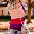 thumbnail image 5 of Aoochasliy Womens Sweaters Pullover Patchwork Loose Cold Shoulder knitting Pullover, 5 of 5
