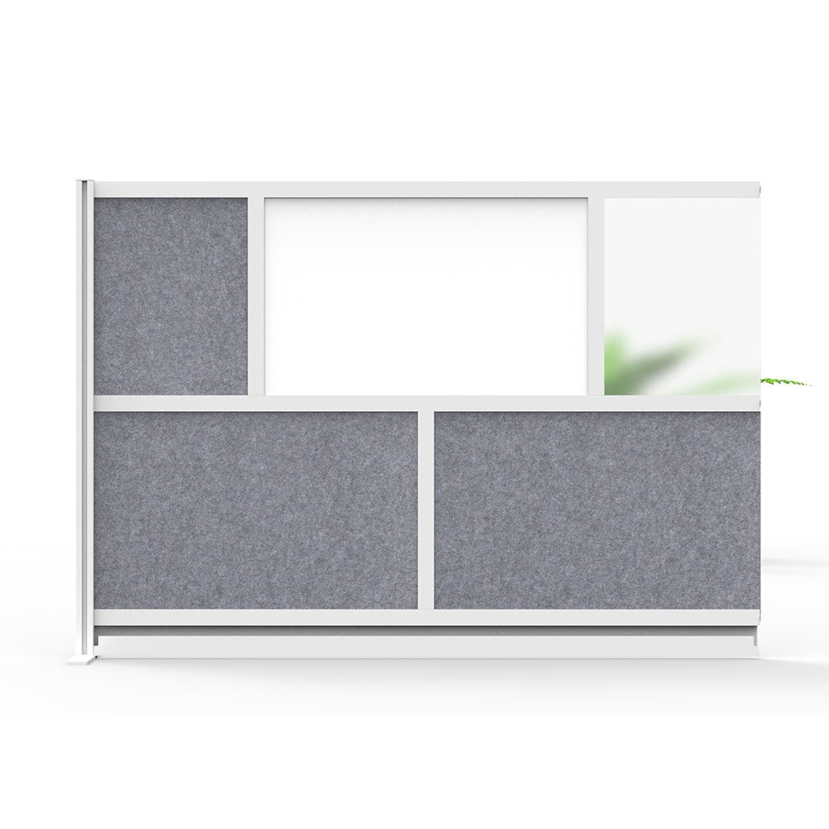 Luxor Workflow Modular Wall Room Divider System - Silver Frame - 70" x 48" Add-On Wall with Whiteboard, Freestanding
