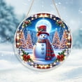 thumbnail image 5 of Christmas Door Sign Hanging Decoration – Snowman Scene PVC Holiday Pendant with Rope – Indoor Outdoor Wall Decor for Home, Party, Office, Front Door – 7.87" Clear Round Ornament, 5 of 6