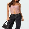 thumbnail image 4 of Women Lace Tube Tops Summer Strapless Cropped Bandeau Backless Shirts, 4 of 9