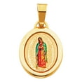 thumbnail image 2 of Ioka-14K Yellow Gold Our Lady of Guadalupe Enamel Picture Charm Pendant with 1.9mm Figaro 3+1 Chain Necklace - 22", 2 of 6