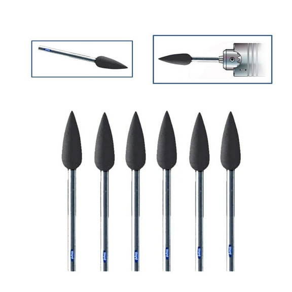 Mounted Silicone Black Point Medium Grit Pkg 6 Jewelry Polish Flexshaft Rotary