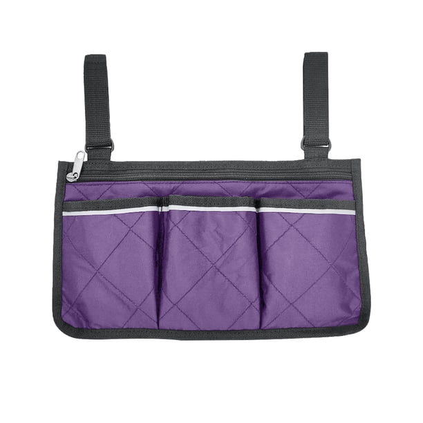 Bolsa lateral para silla de ruedas Reposabrazos reflectante Bolsa lateral para colgar Organizador de almacenamiento portátil, Morado Inevent HA003792-02