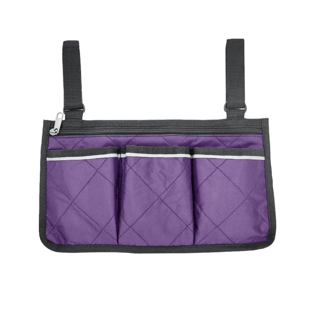 Bolsa lateral para silla de ruedas Reposabrazos reflectante Bolsa lateral para colgar Organizador de almacenamiento portátil, Morado Eigraketly HA003792-02