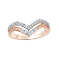 thumbnail image 1 of Round Cut White Natural Diamond Double Chevron Ring in 10k Rose Gold (0.25 Cttw), 1 of 1