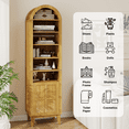 thumbnail image 5 of PULUOMIS 71" Tall Arched Cabinet with Doors, Solid Wood Legs, Adjustable Shelves for Vertical Storage, Narrow Arched Storage Bookcase, Space Saving Organizer for Bathroom, Living Room, Home Office, 5 of 7