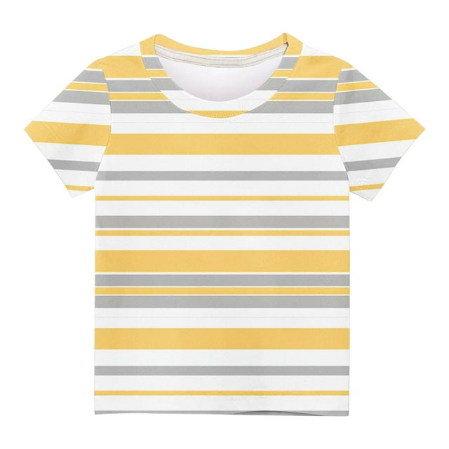 Zpanxa Chemise Boutonnée Garçon Imprimé de Lettres Col Rond Manches Courtes Haut Mode Décontracté Imprimé à Rayures avec Polyester Spandex 9 Ans