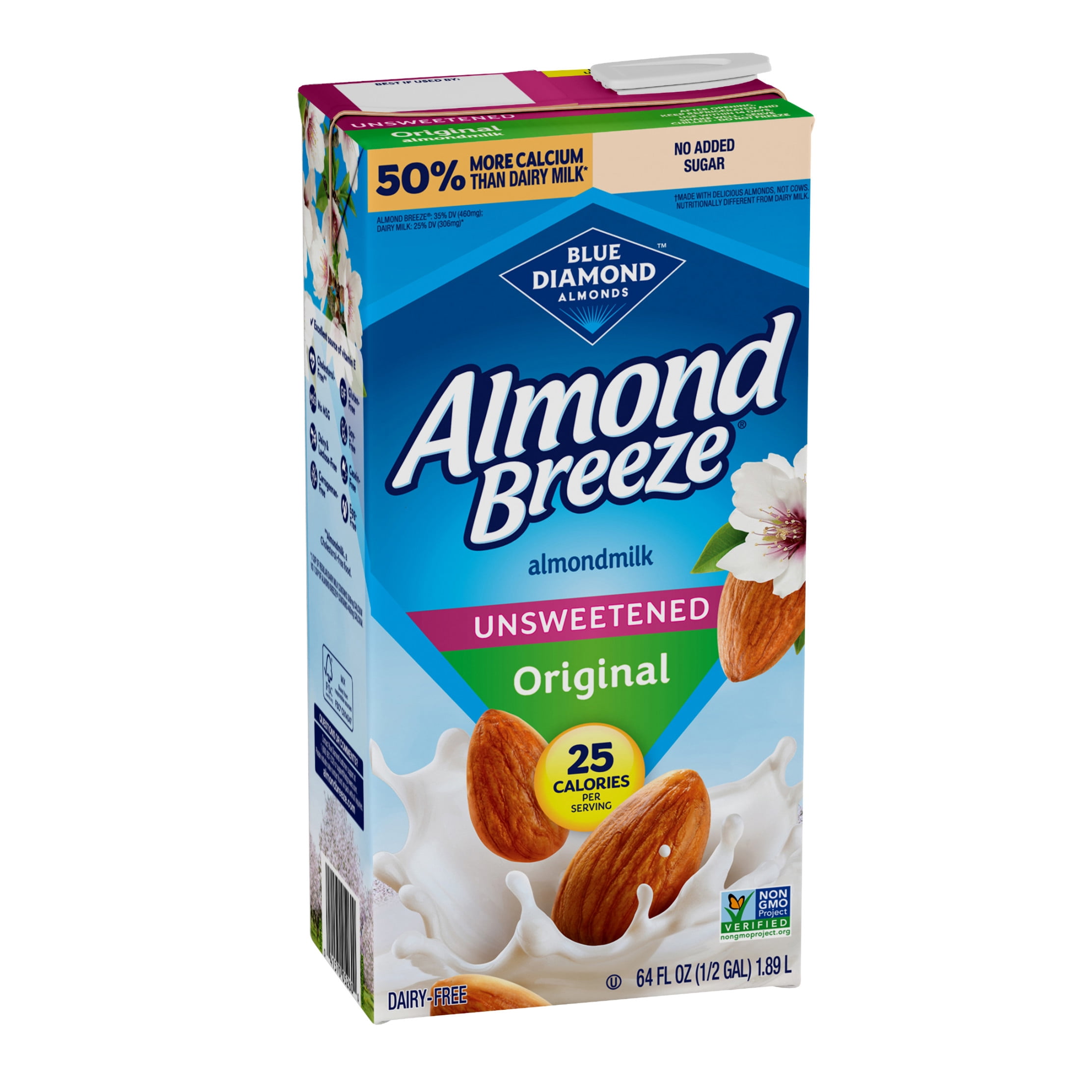 Almond Breeze Shelf-Stable Unsweetened Original Almondmilk, 64 oz