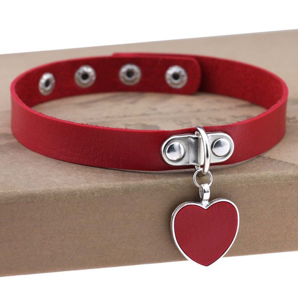 Collar con colgante de corazón de amor gótico punk de Harajuku, collar de cuero, collar de cuero, cadena para el cuello, pulsera