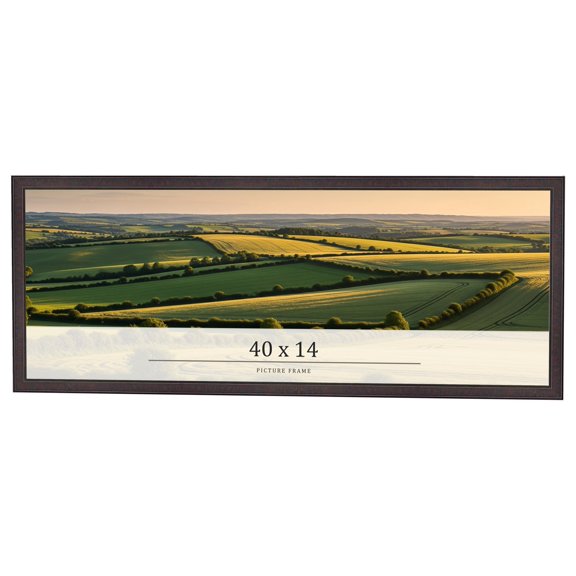 40x14 Rustic Brown Real Wood Picture Frame Width 0.75 inches | Interior Frame Depth 0.5 inches |