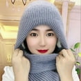 thumbnail image 4 of Casual Women Warm Windproof Knitted Ear Protection Cap Neck Warmer Integrated Cap Scarf Beanie Hat Scarf PINK, 4 of 8