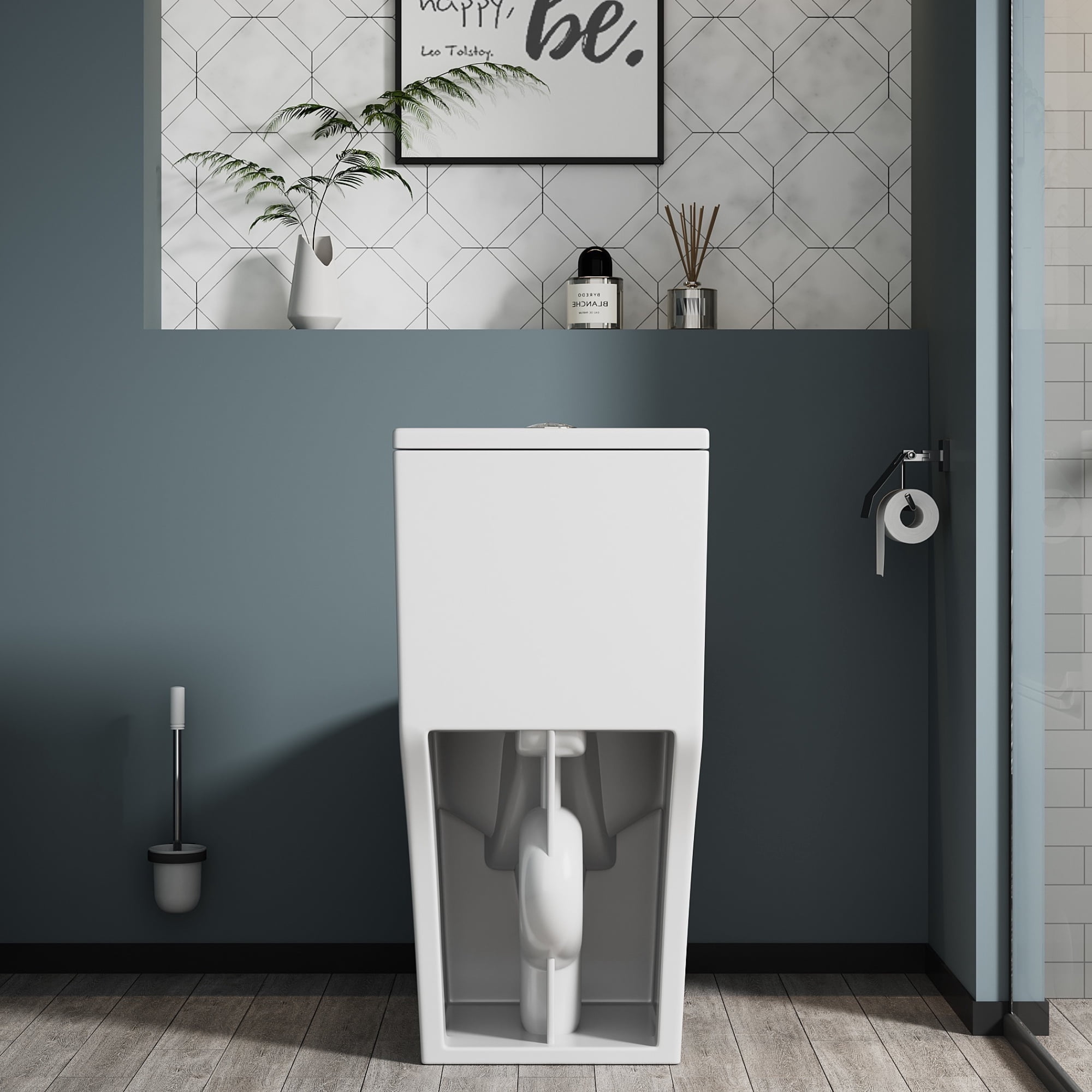 Alvantor One-Piece Toilet 16.3"Height Ceramic Elongated Floor Mounted 1.1/1.6 GPF Toilet White