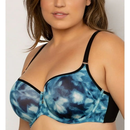 

Women s Curvy Couture 1274 Tulip Sheer Smooth T-Shirt Push Up Bra (Floral Wash 44G)