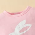 thumbnail image 4 of Edvintorg 3-18Months Easter Girls Fashion Outfits Kids Clothes Girls Rabbit Printed Short Sleeve Bodysuit Flared Pants Set Hair Accessories 3Pcs/Set, 4 of 7