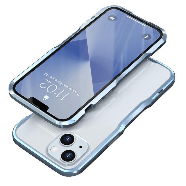KAIYANG LUPHIE - Carcasa protectora de metal con diseño elegante y fino que absorbe los golpes para iPhone 13 mini de 5,4 pulgadas, estilo H, iPhone 13 mini de 5,4 pulgadas, color azul