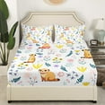 thumbnail image 3 of Full Floral Meerkat Sheet Set for Kids Boys Girls,Cartoon Animal Bed Sheets Set,Blossom Kawaii Sheets,Farm Wild Flower Flat Fitted Sheet with 2 Pillowcases Deep Pockets, 3 of 6