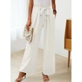 thumbnail image 5 of Women'S Wide Leg Lounge Pants with Pockets High Waisted Adjustable Tie Knot Loose Trousers White S, 5 of 7