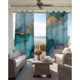 thumbnail image 4 of Blackout Curtains for Bedroom, Marble Teal Room Darkening Window Drapes for Living Room, Modern Ink Painting Abstract Golden Art Thermal Insulated Grommet Curtains, 52x90 inch, 2 Panels, 4 of 9