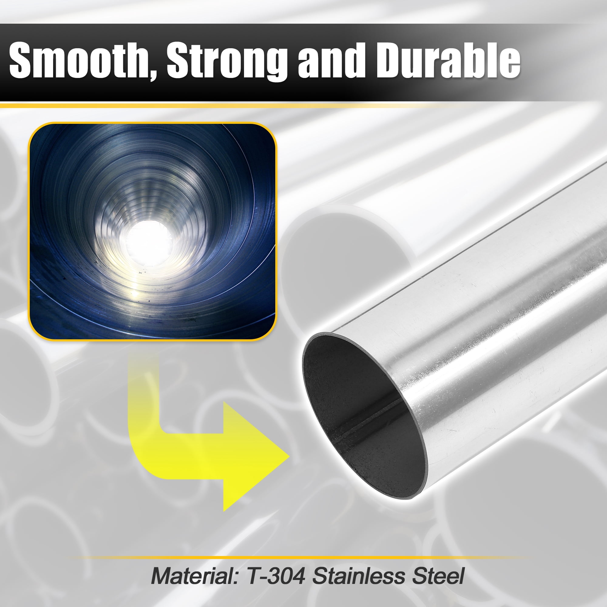 Unique Bargains Straight DIY Custom Mandrel Exhaust Pipe Tube Pipe T304 Stainless Steel Universal 2.5"OD-Straight-30"