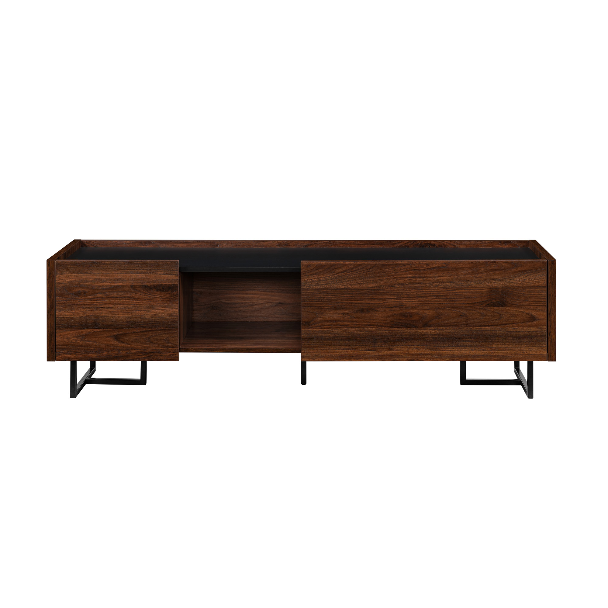 Walker Edison 63” Modern Gallery Top Storage Console, Dark Walnut