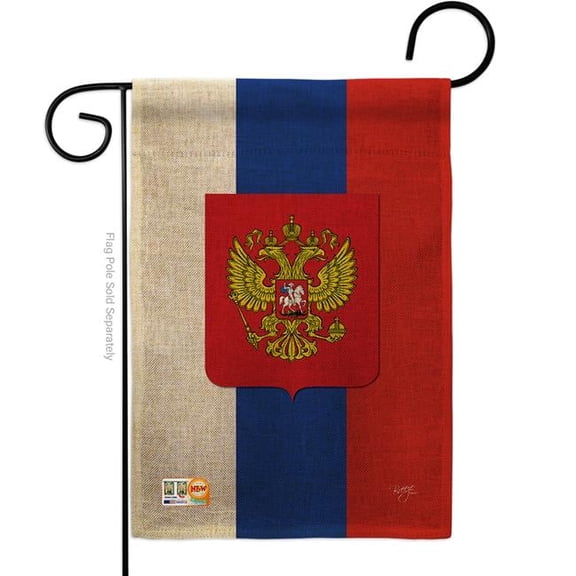 Breeze Decor BD-CY-G-108124-IP-DB-D-US13-BD 13 x 18.5 in. Russia Burlap Flags of the World Nationality Impressions Decorative Vertical Double Sided Garden Flag