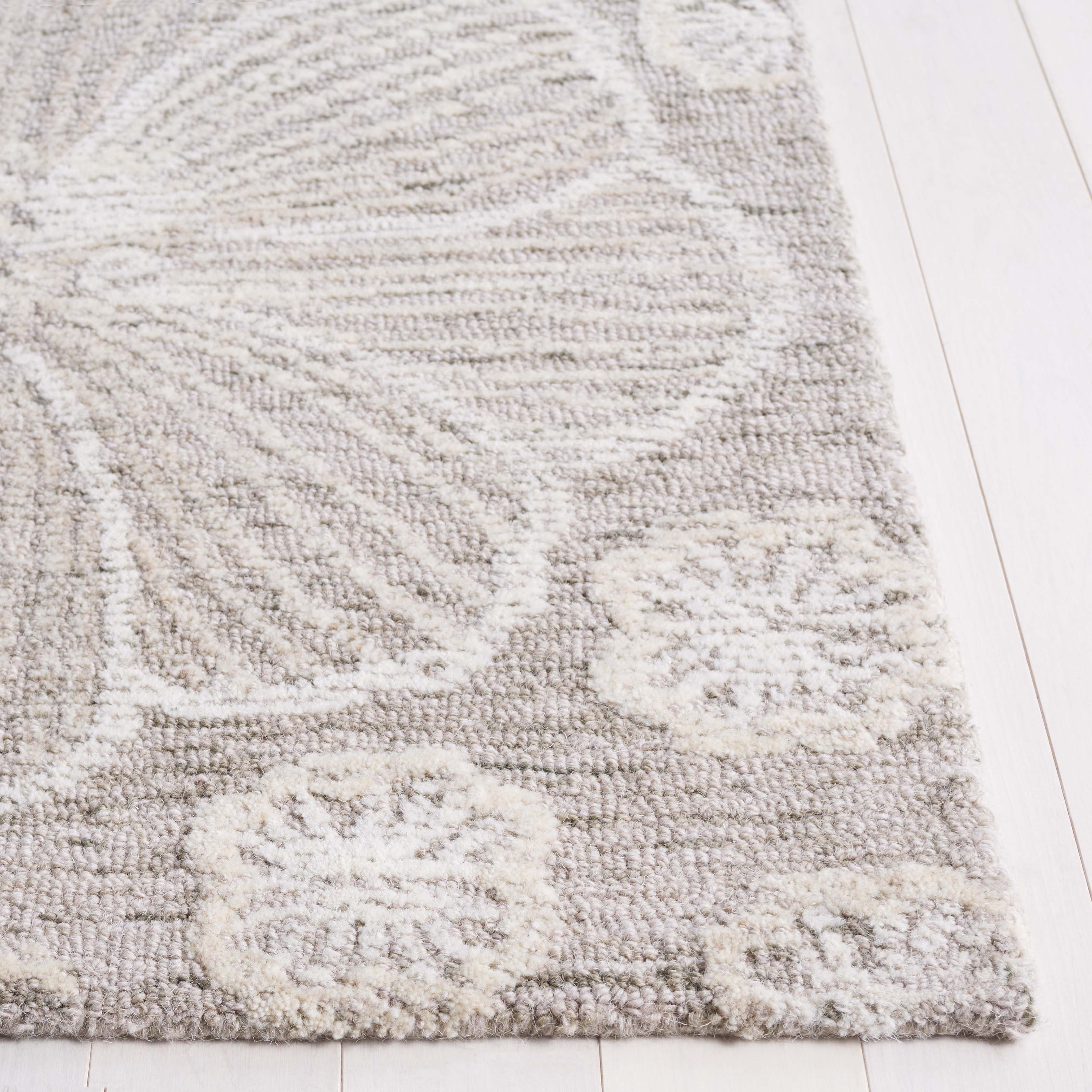 SAFAVIEH Jardin Lucetta Floral Area Rug, Grey/Ivory, 6' x 6' Square